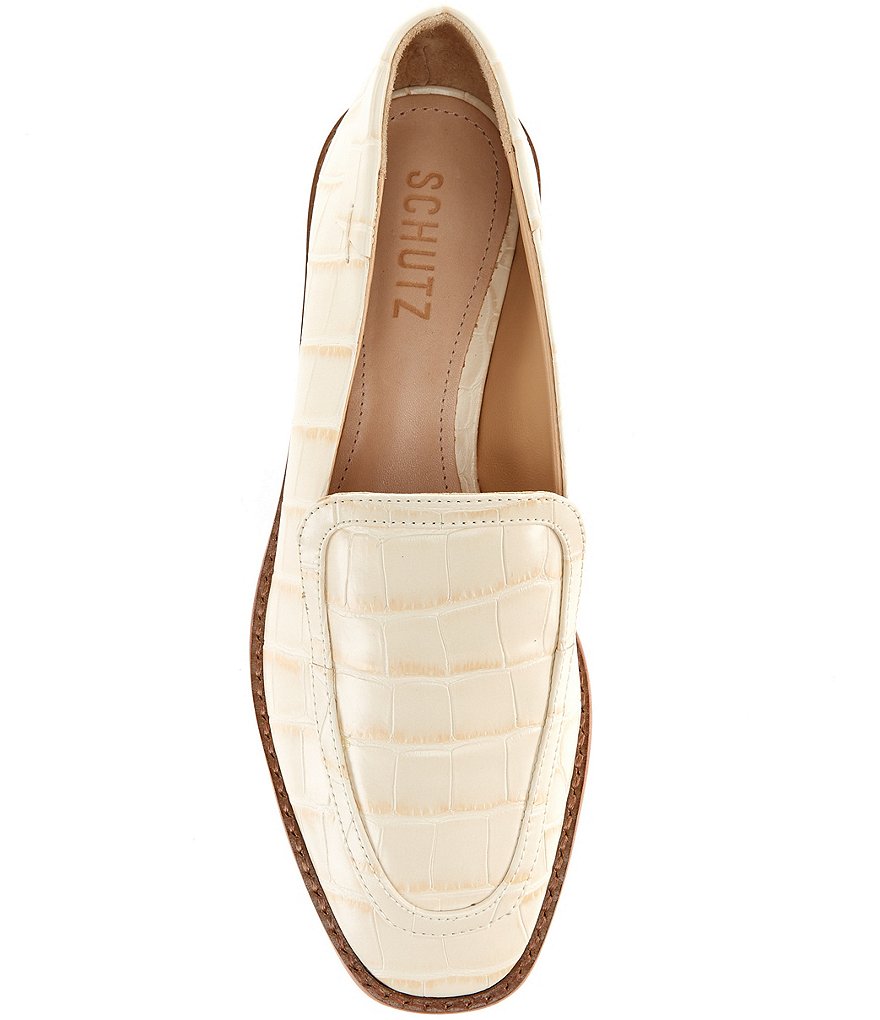 Schutz Hada Croco Print Leather Loafers
