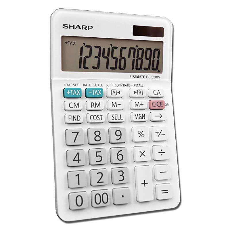 EL-330WB Standard Function Basic Desktop Calculator, Large Display, For Home and Office, Dual Power, Solar and Battery