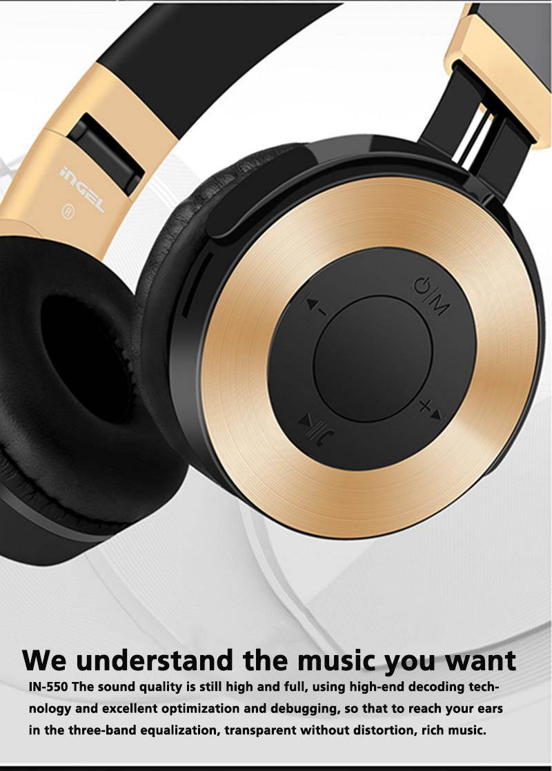 Dprui Foldable Wireless Earphone Hifi Stereo Music Gaming Headset Support Sd Card For Mobile Phone With Mic Bluetooth Headphone (Silver)