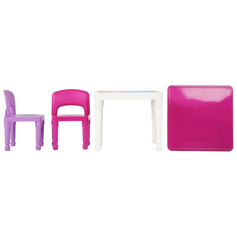 3pc 2 in 1 Square Activity Table with Chairs Pink/Purple - Humble Crew