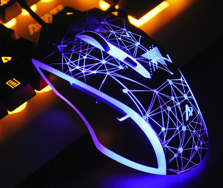 Ajazz AK35IGT Ergonomic Design, Cool Exterior USB Wired N-key Rollover White Backlit Blue Mechanical  Gaming Keyboard And AJ107 2400DPI  Mouse Combo For Office And Game - Black