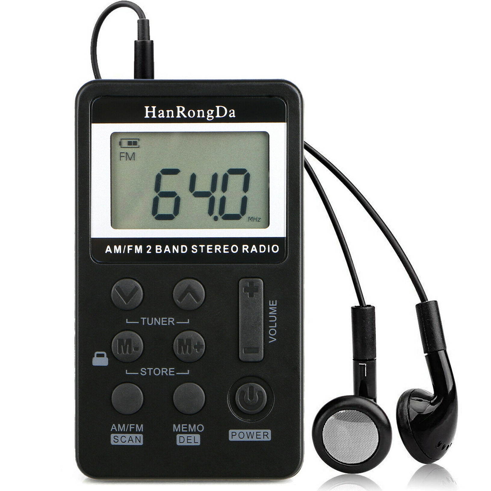 Mini Digital Portable Pocket LCD AM FM Radio 2 Band Stereo Receiver Headphone