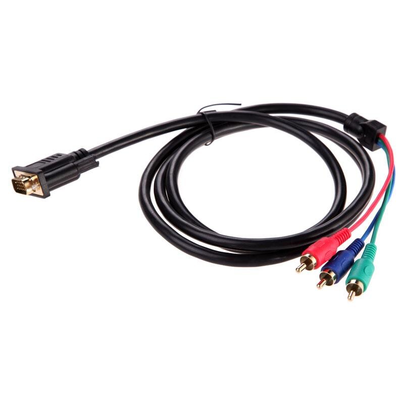 1.5m 5Ft VGA to TV 3 RCA Component AV Adapter Cable for PC Laptop