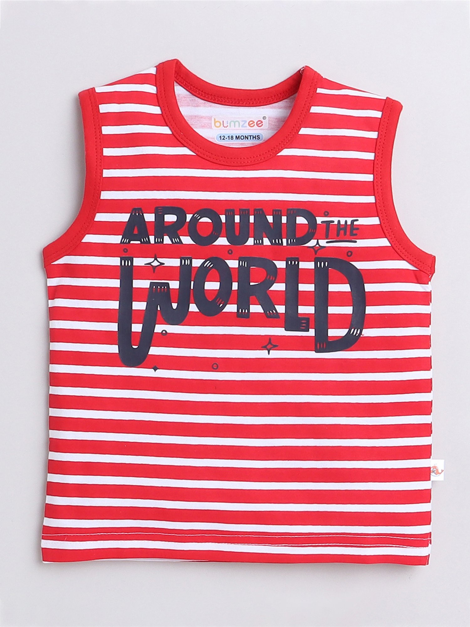 Bumzee Kids Blue & Red Striped T-Shirt (Pack Of 2)
