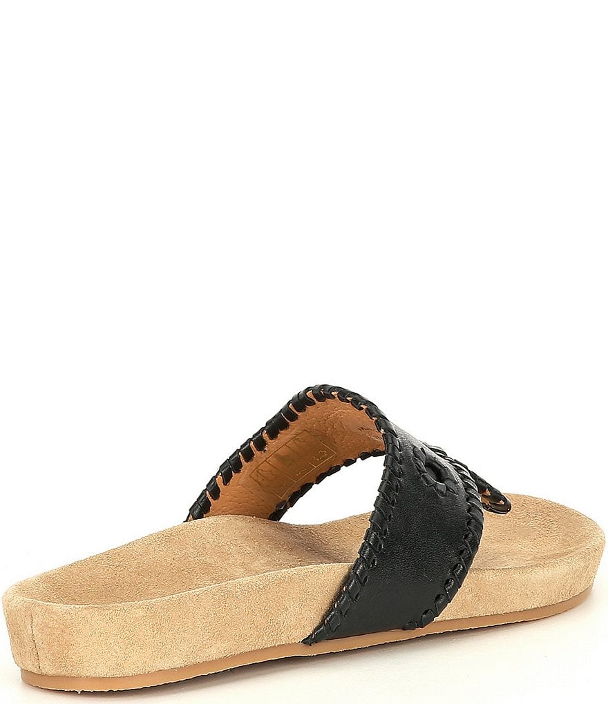 Jack Rogers Jacks Comfort Leather Whipstitch Detail Thong Sandals