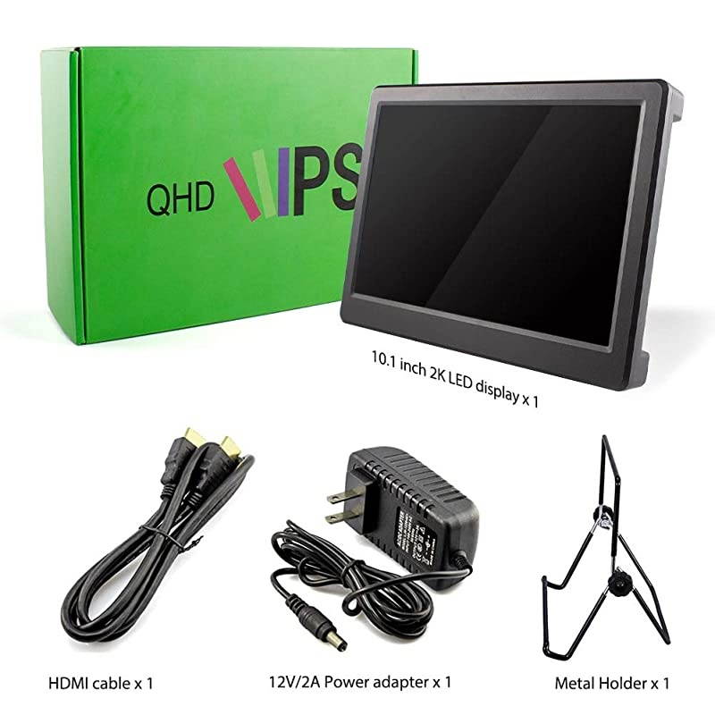 2K Portable Monitor 10.1 Inch Portable Display Raspberry Pi Screen IPS 2560x1600 QHD with HDMI DP Port Compatible with Raspberry Pi Windows PC Game Console