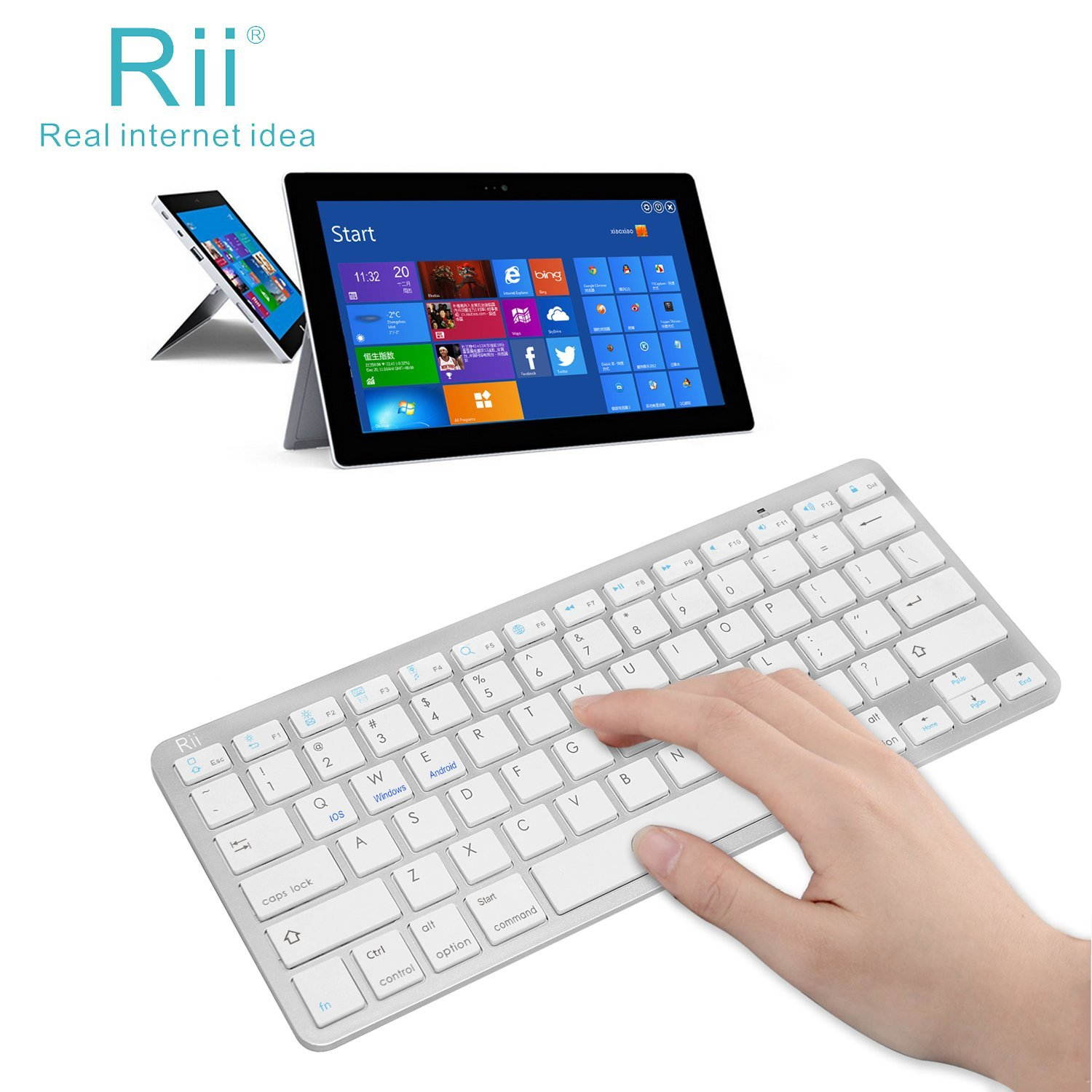 BT09 Ultra Slim Lightweight Mini Wireless Bluetooth Keyboard For iOS Android Windows Devices iPad Mini, iPhone MacBook, Tablets PC Samsung Galaxy Android Smart TV Box (White,US)