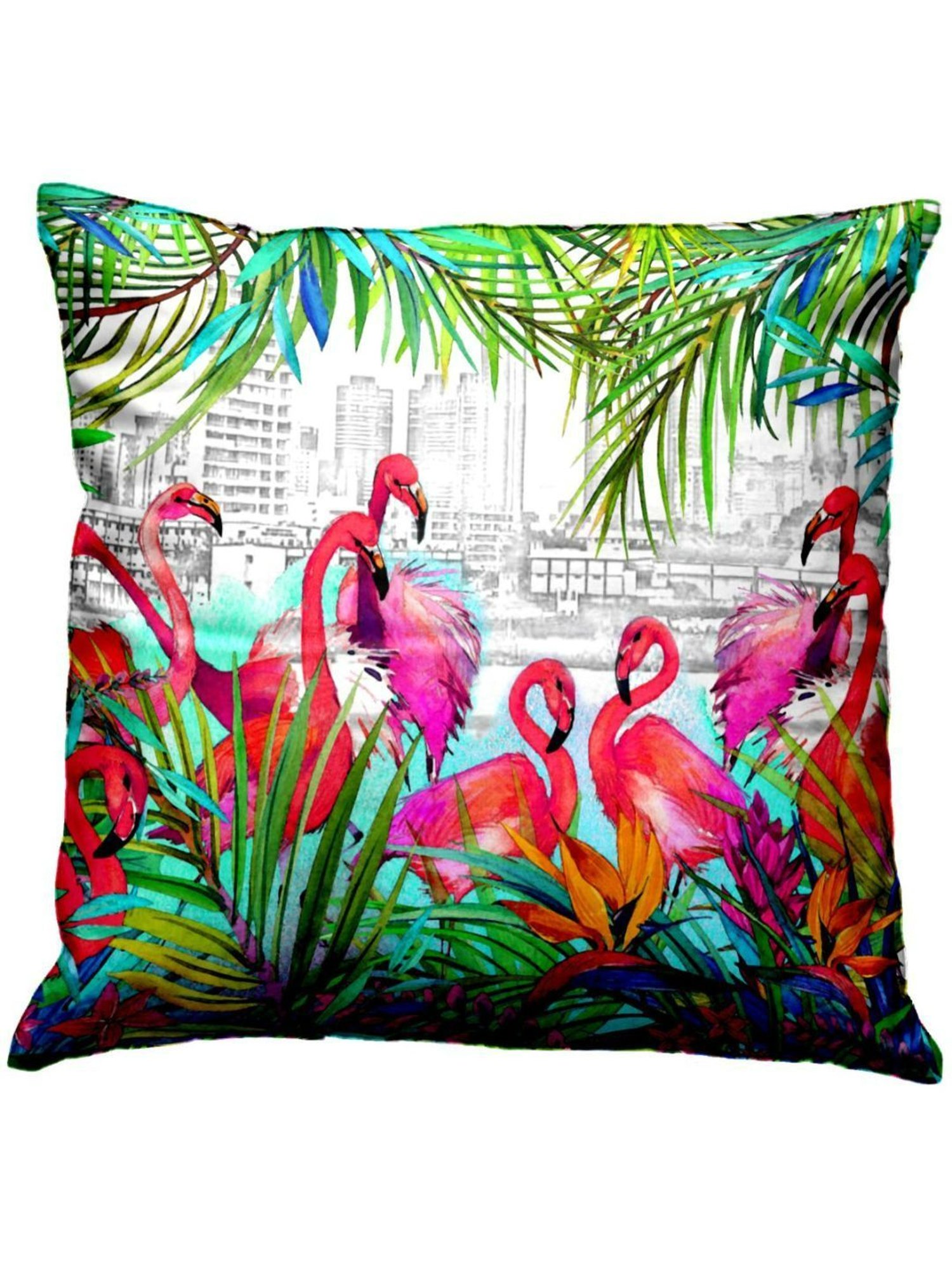 Bianca Pink & Green Digitally Printed Cushion Cover - Set Of 5