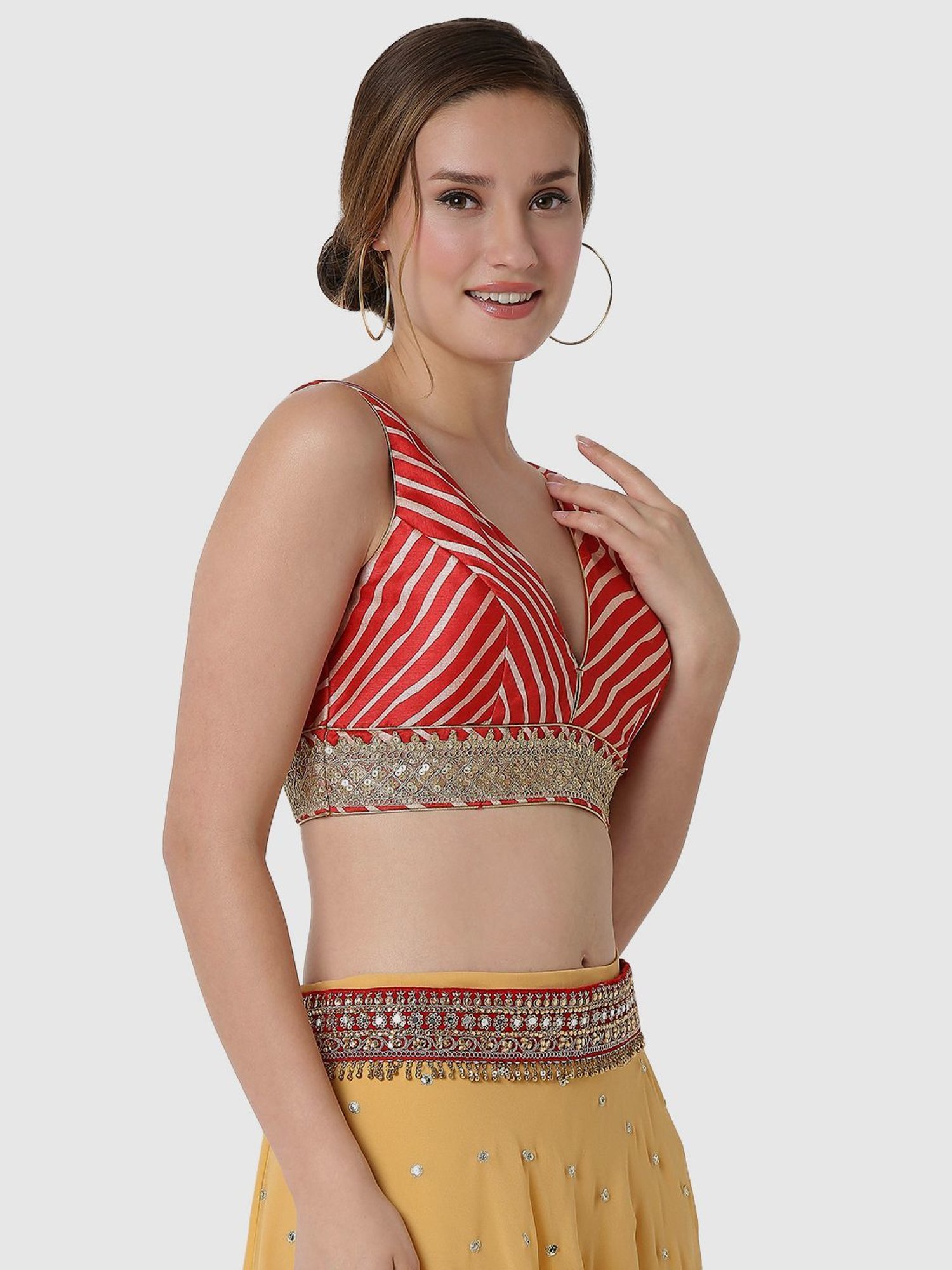 Salwar Studio Red Embellished Readymade Blouse