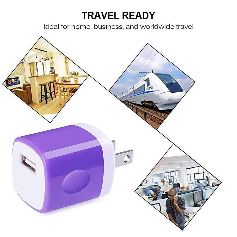 Charging Block,5 Pack One Port Wall Charger 1A/5V Plug Cube Power Adapter Compatible with iPhone 12/11 Pro Max XS XR X,Samsung Galaxy S21 Ultra 5G S20 S10 S9 Note 20,LG,Moto,Google Pixel 5,4XL