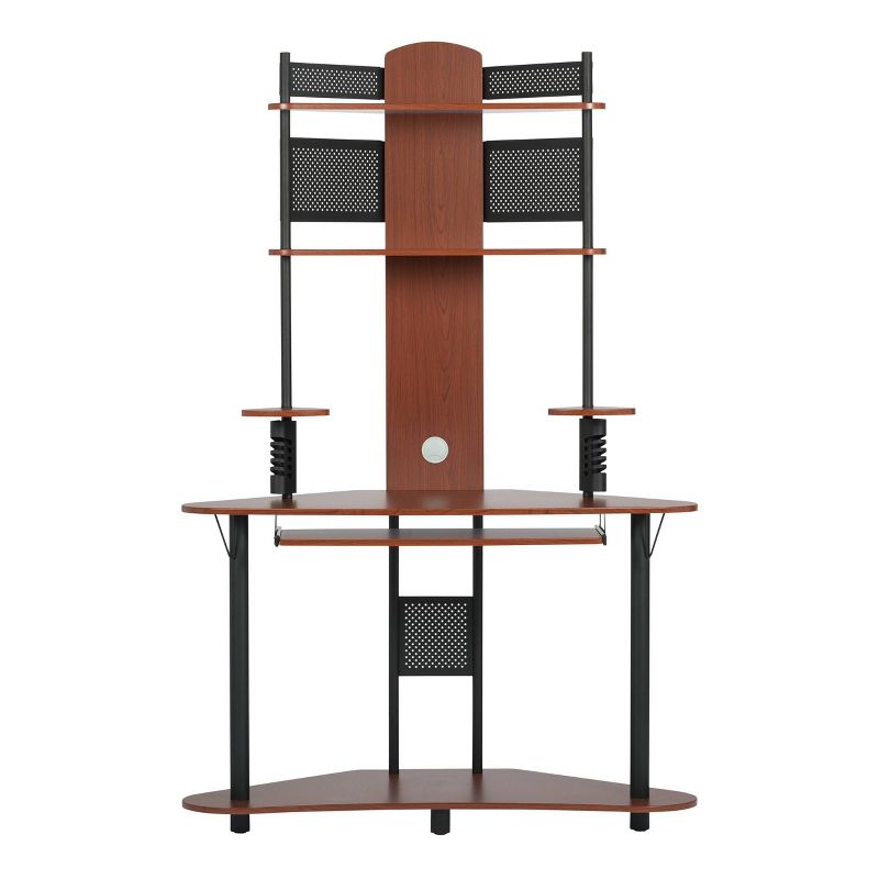 Element Corner Computer Tower With Hutch Black/Cherry - Calico Designs