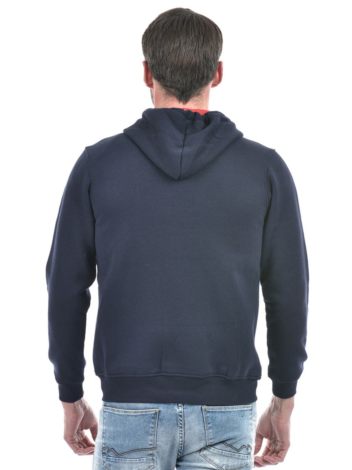Lawman Navy Blue Cotton Regular Fit Hooded Sweatshirts