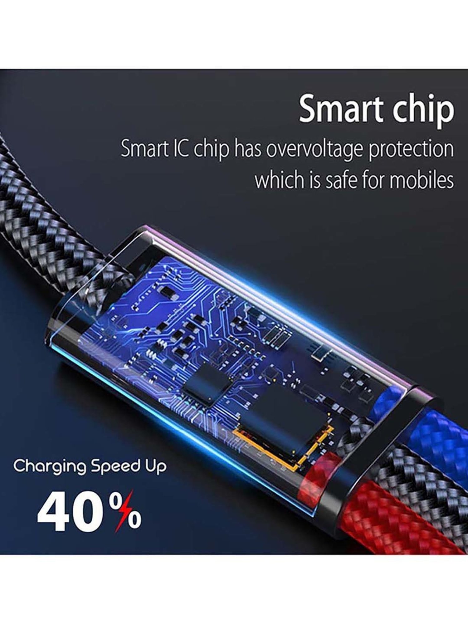 Moerdon MUC - 3in1 3.5A Fast Charging USB Cable with Colorful Indicator (Multicolor)