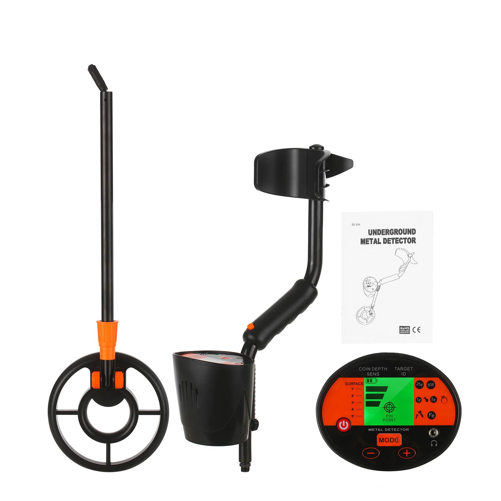 Outdoor Underground Metal Detector Easy Installation Gold Metal Finder Treasure Hunter Sensitivity Adjustable for Gold Metal Jewelry Detecting Tool with Pinpointing Function