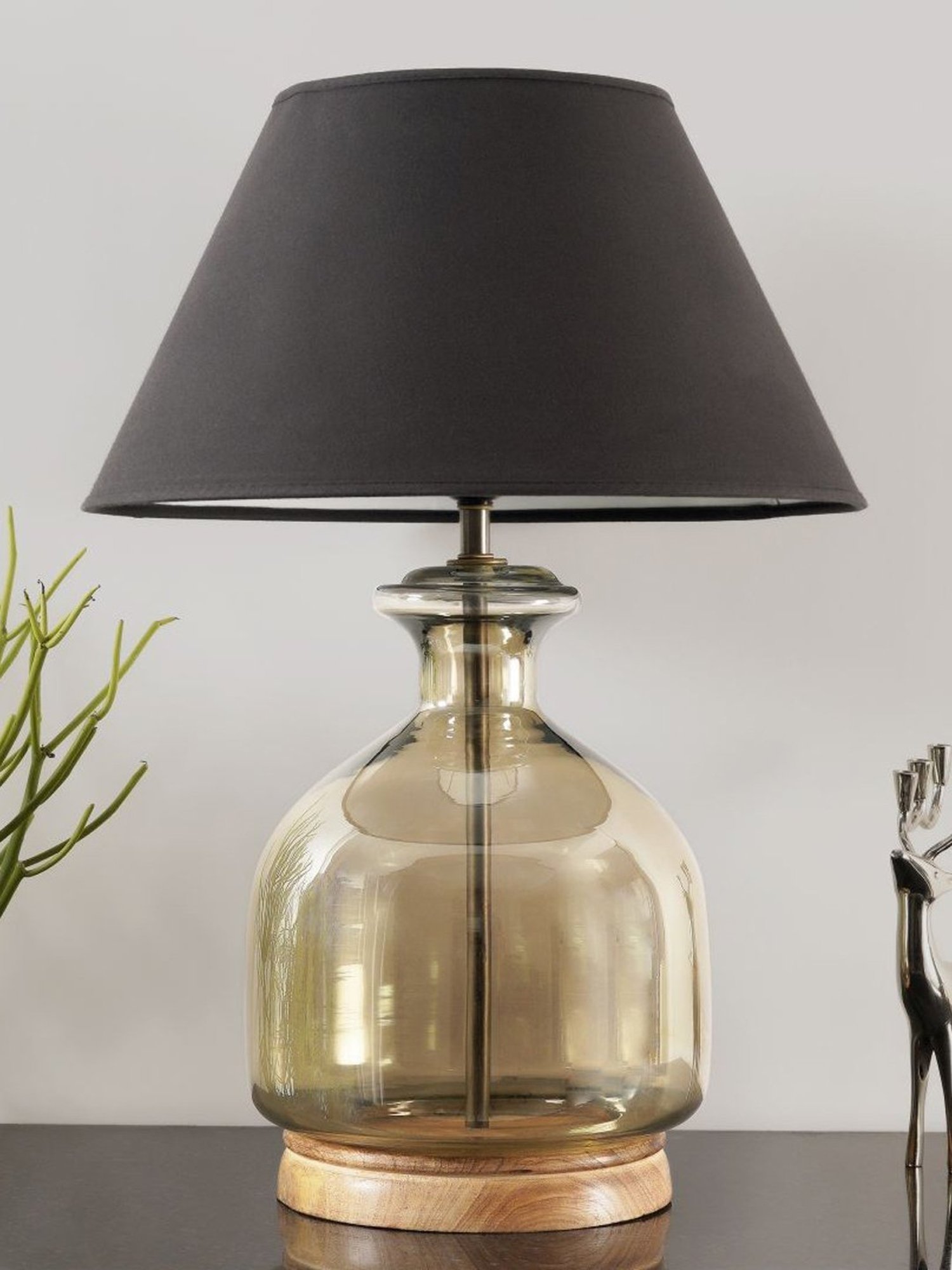 Kapoor Lamp Shades Smoke & Black Glass Alper Luster Table Lamp