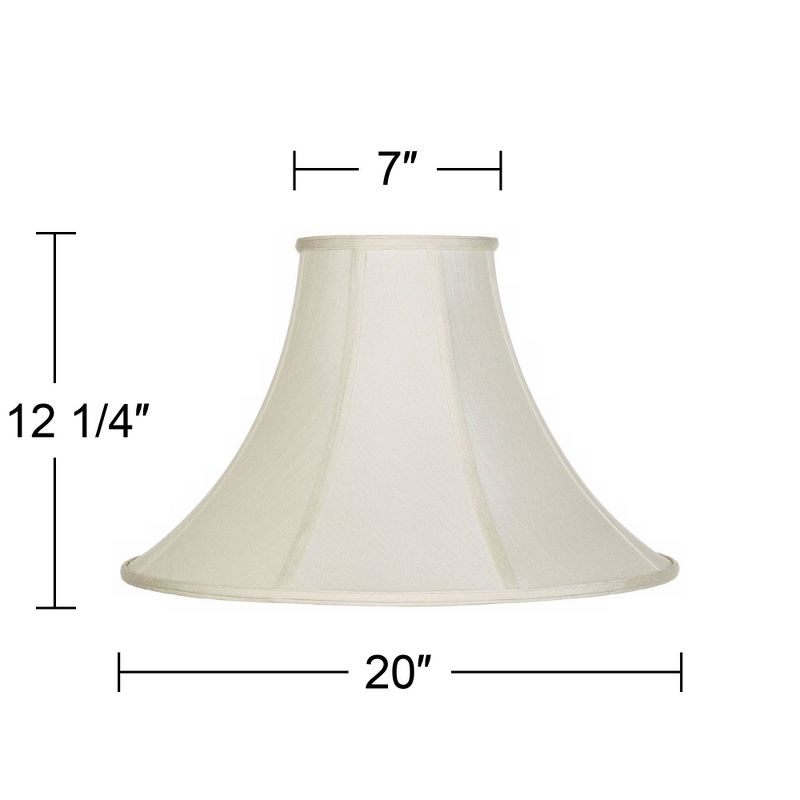 Imperial Shade Creme Large Bell Lamp Shade 7" Top x 20" Bottom x 13.75" Slant x 12.25" High (Spider) Replacement with Harp and Finial