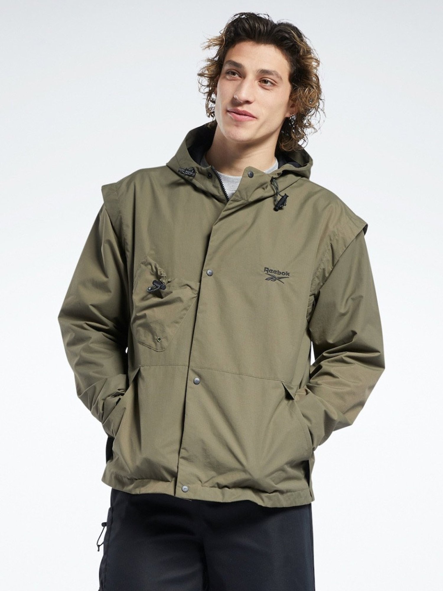 Reebok Grey Regular Fit Camping Sports Hoodie