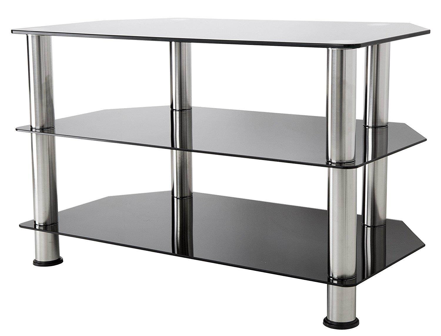 AVF SDC800-A  TV Stand for up to 42-inch TVs, Black Glass, Chrome Legs