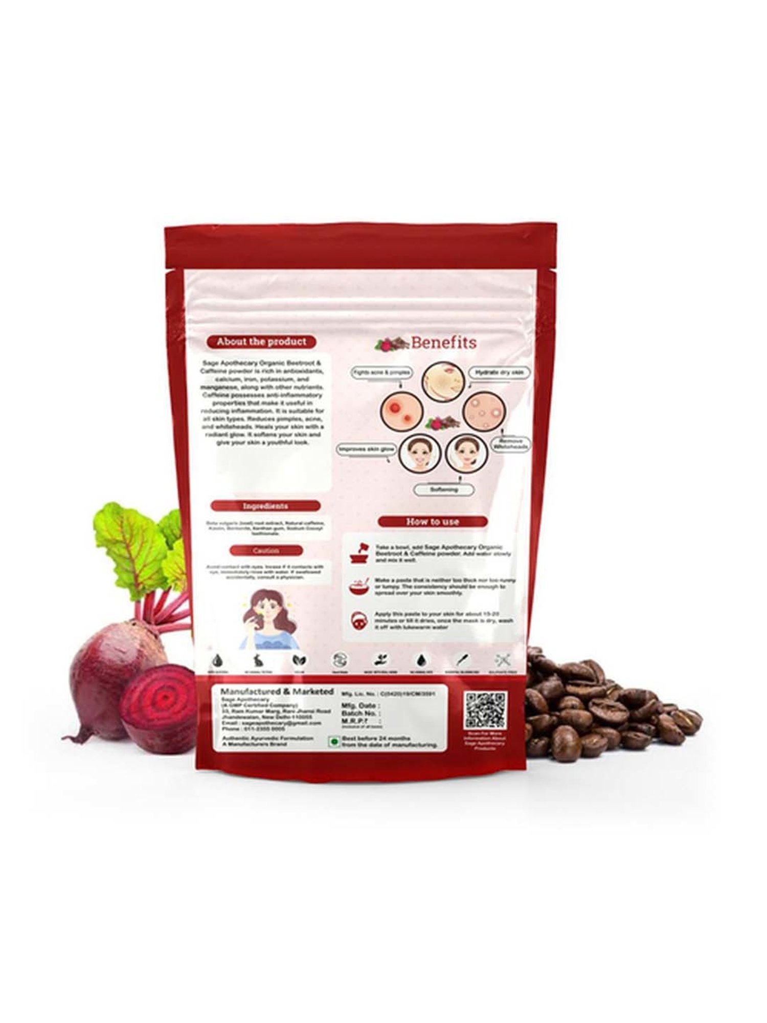 Sage Apothecary Beetroot Caffeine Face Mask - 100 gm