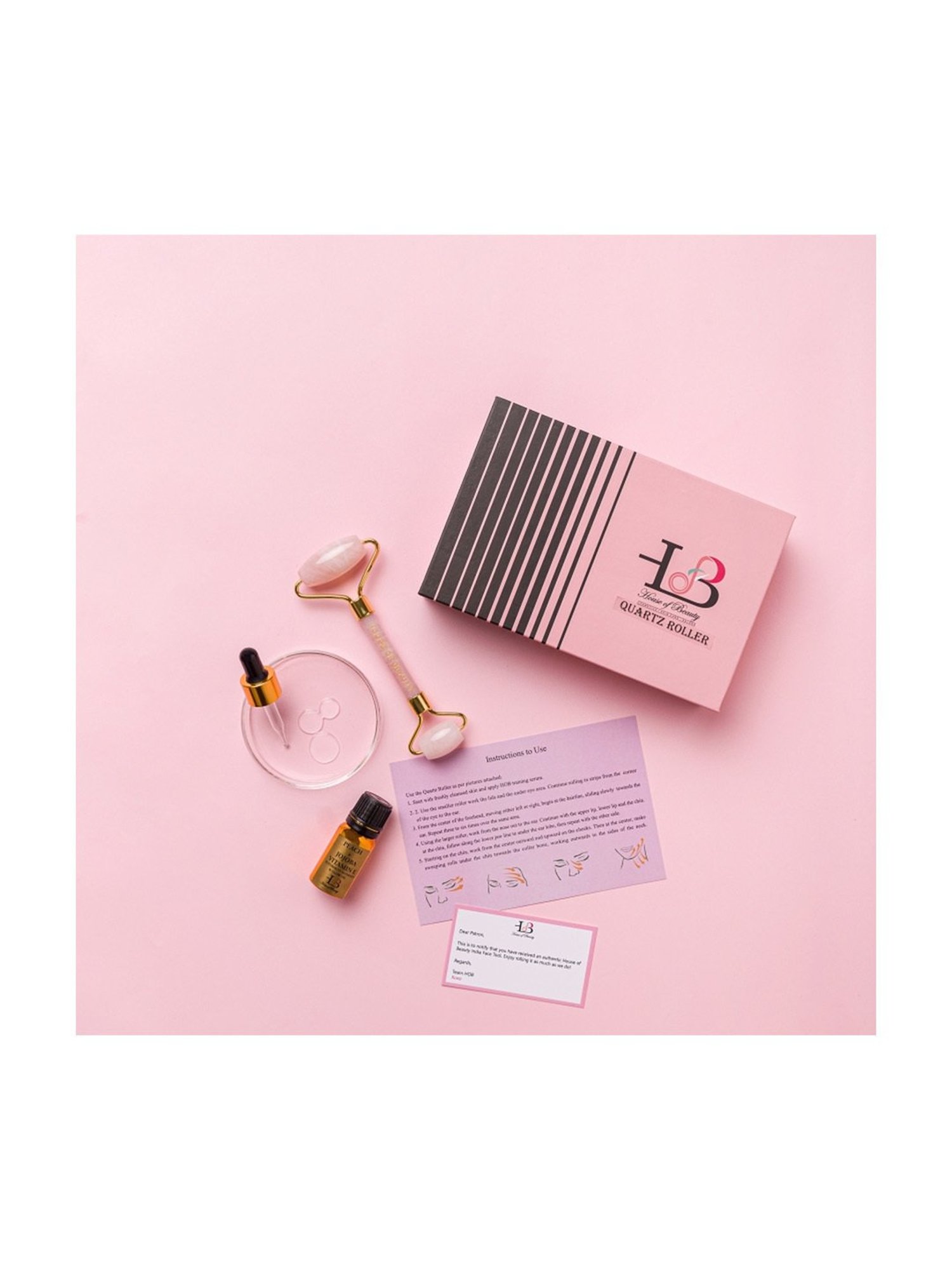 House of Beauty Rose Quartz Roller Kit - 3 Pieces
