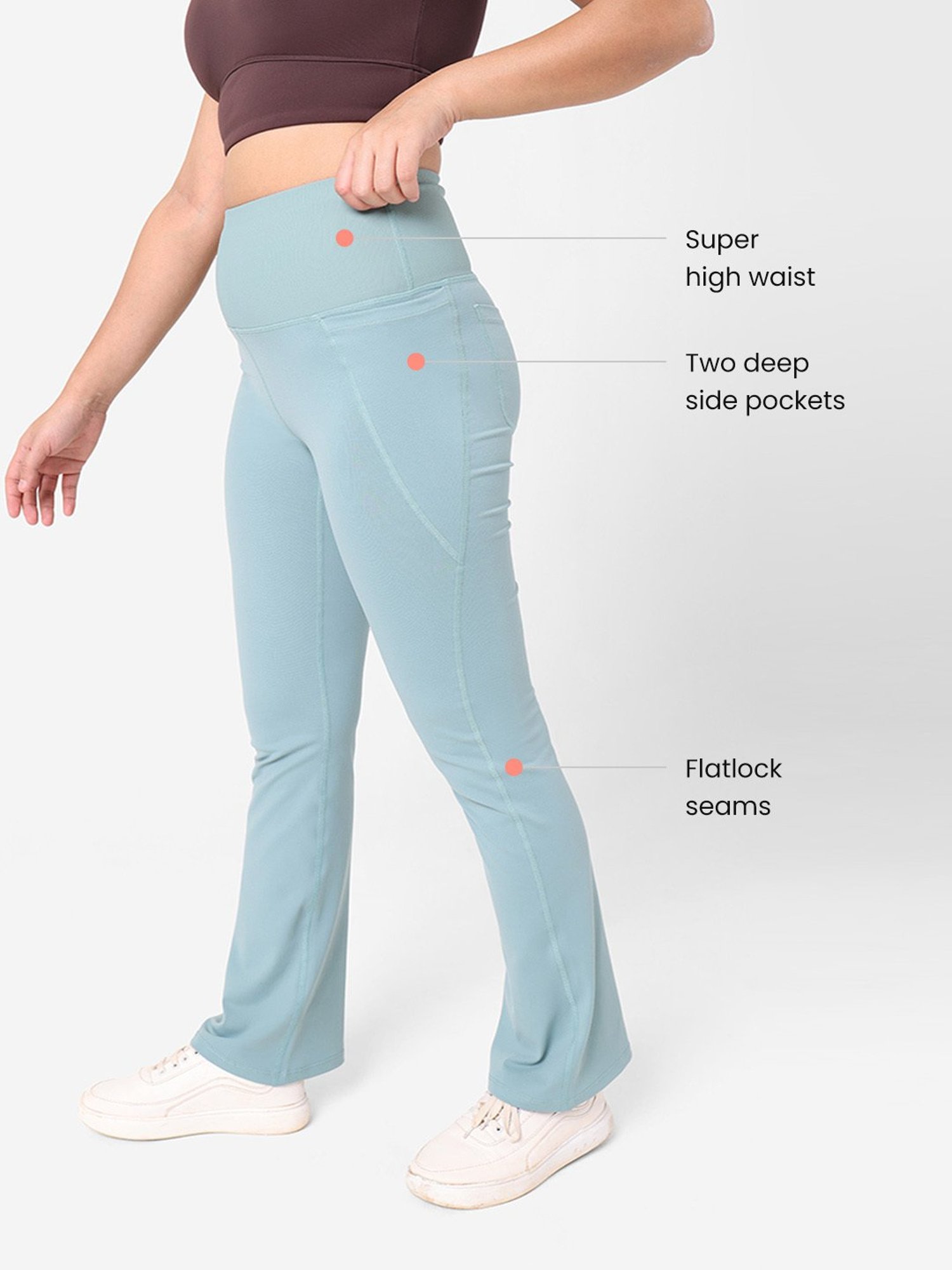 BlissClub Mint Green Flare Fit Tights