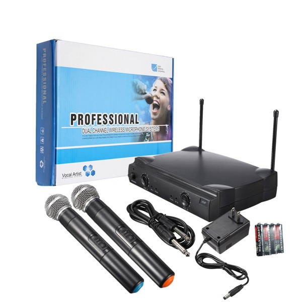 Dual Wireless Microphone System Cordless Handheld Mic Kareoke KTV US