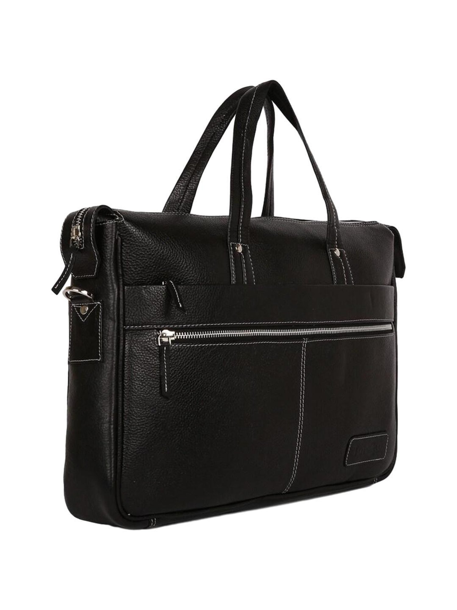 Tortoise Work Edition Basilio Black Leather Medium Laptop Messenger Bag