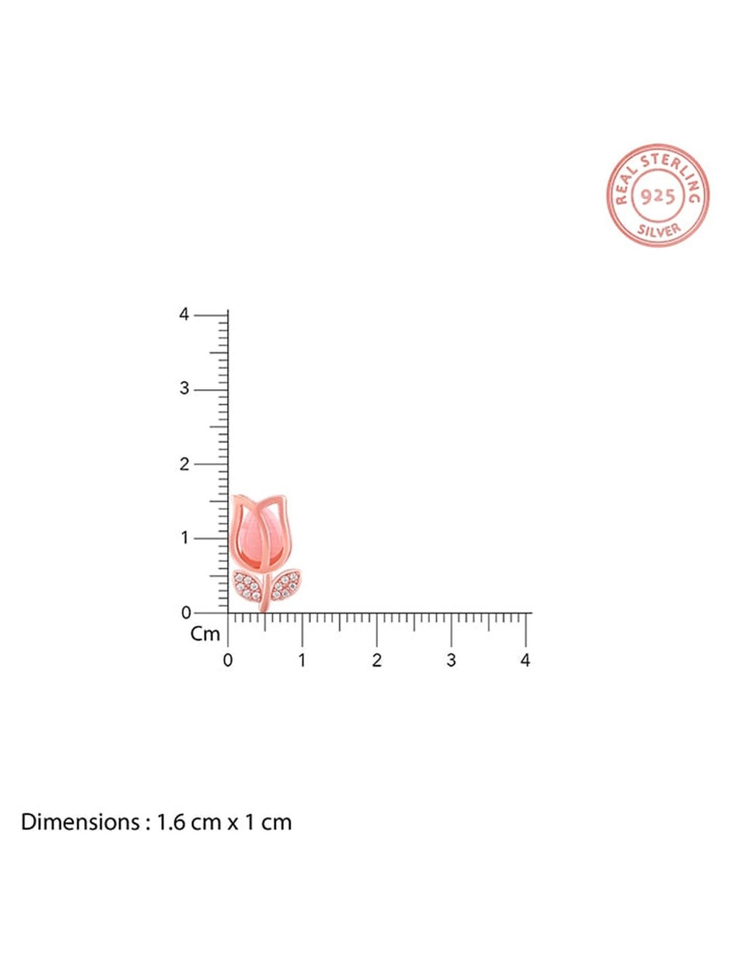 GIVA 92.5 Sterling Silver Rose Gold Pink Quartz Flower Stud Earrings