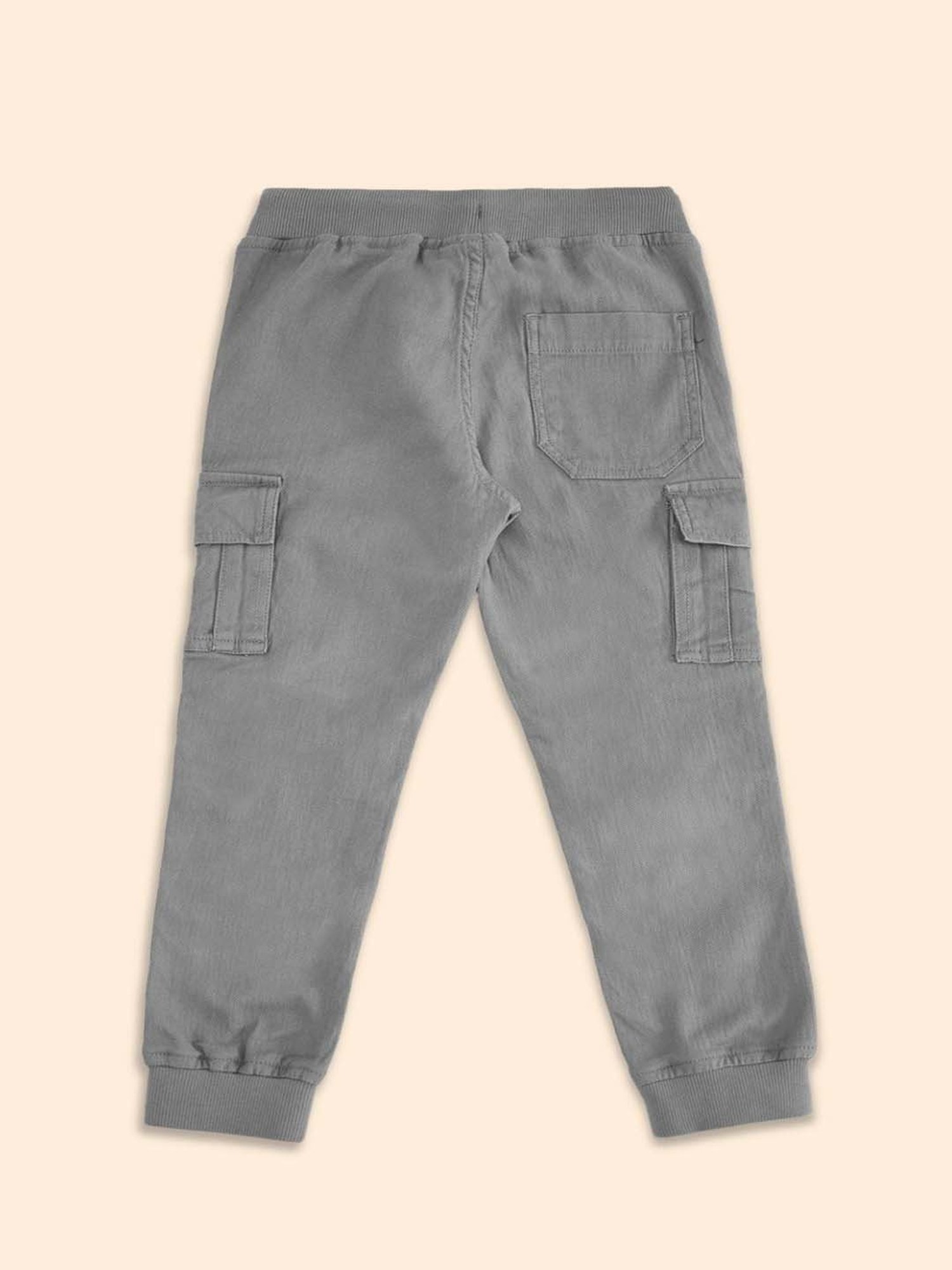 Pantaloons Baby Boys Charcoal Grey Cotton Regular Fit Trousers