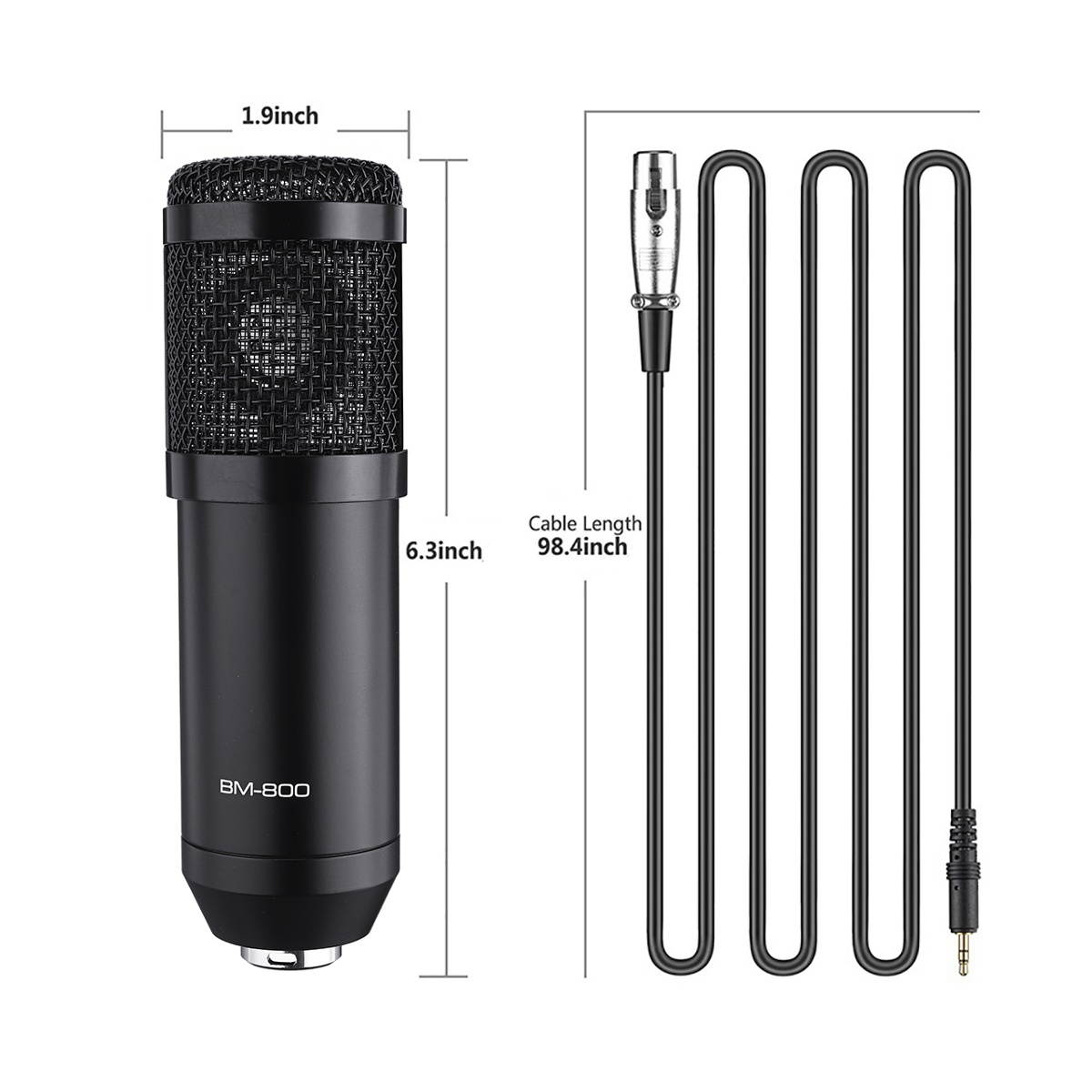 BM-800 Condenser Microphone Kit Pro Audio Studio Recording & Brocasting Podcasts Set