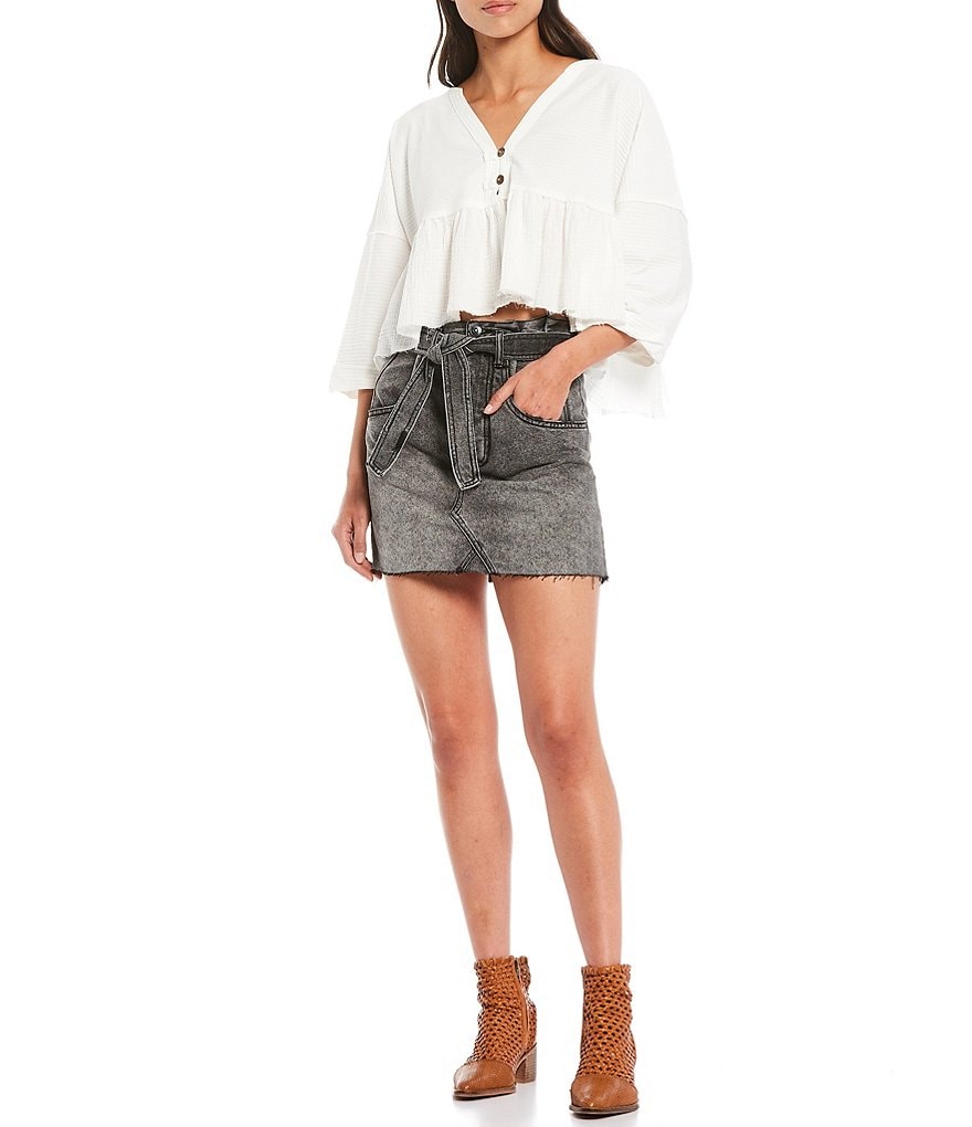 Free People East Of Eden Mini Denim Skirt