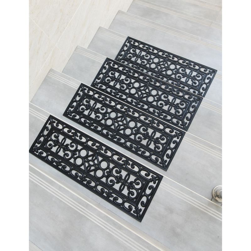1'10"x1'10" Rectangle Indoor and Outdoor Woven Accent Rug Black - Gardenised