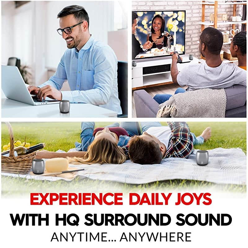 Pack HeadSound GPortable Wireless Bluetooth Speakers Latest Powerful Dual True Wireless Mini Speaker Set wSurround HD Sound Instant Pairing wBuilt in Mic HandsFree Calls for Home Office