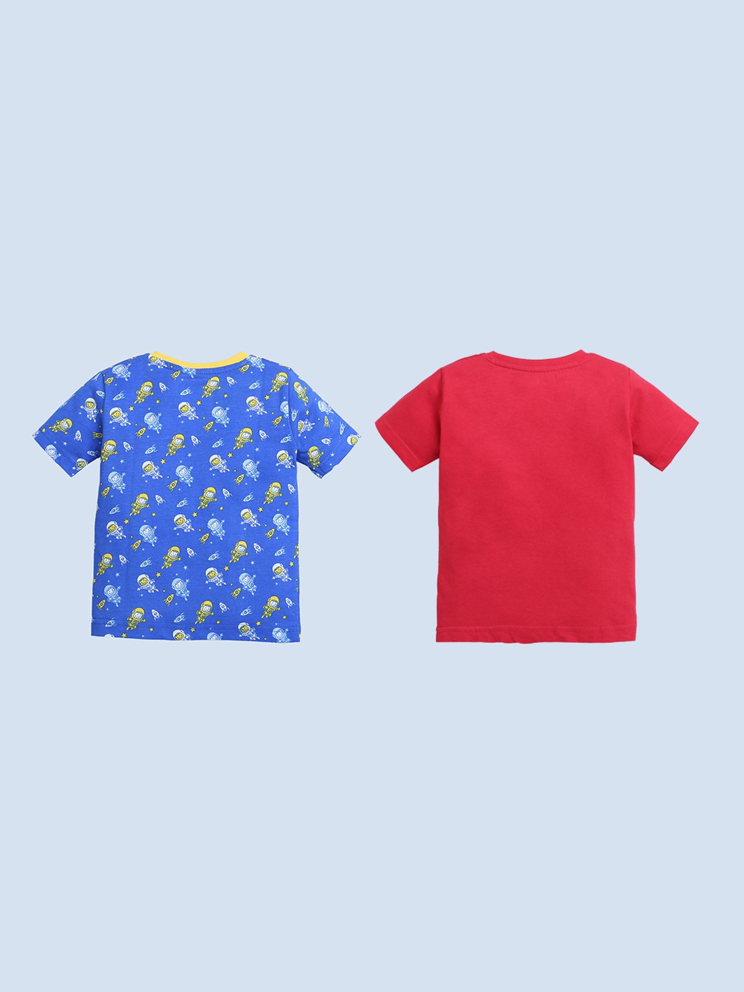 Bumzee Kids Blue & Red Printed T-Shirt (Pack Of 2)