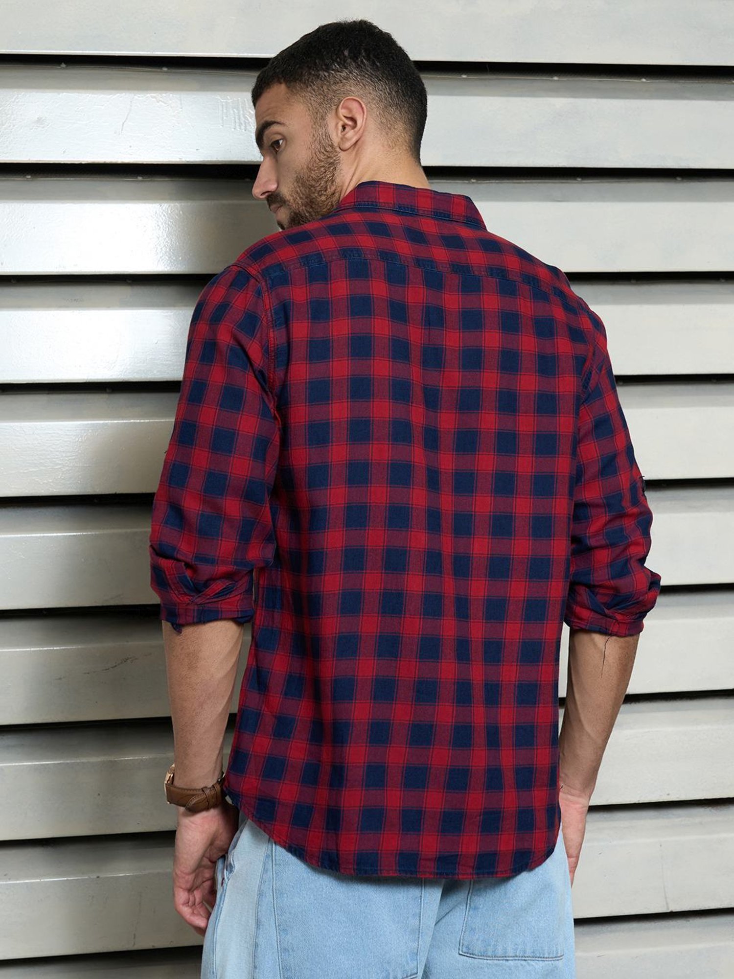 High Star Multi Cotton Regular Fit Checked Shirt