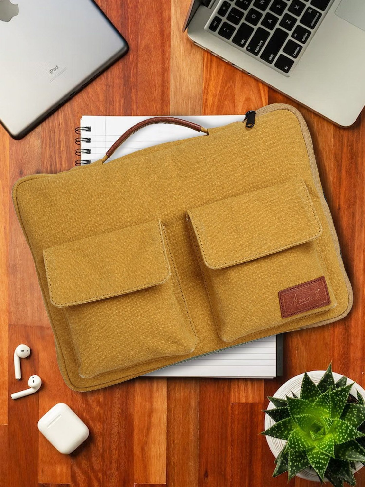 Mona B 4 Ltrs Mustard Small Laptop Sleeve