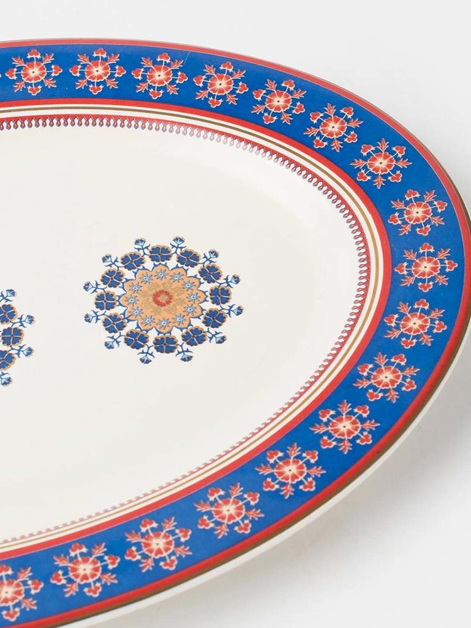 Fabindia Falak Multicolor Ceramic Small Oval Platter