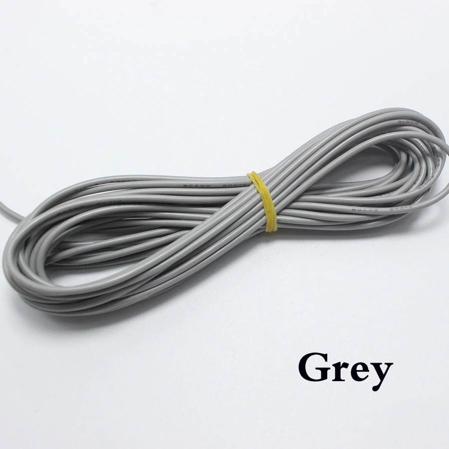 5meters 24 AWG Flexible Silicone Wire Cable 0.2mm2 High Temperature Max 200 Degrees 600V Test Line Wire 10 Color