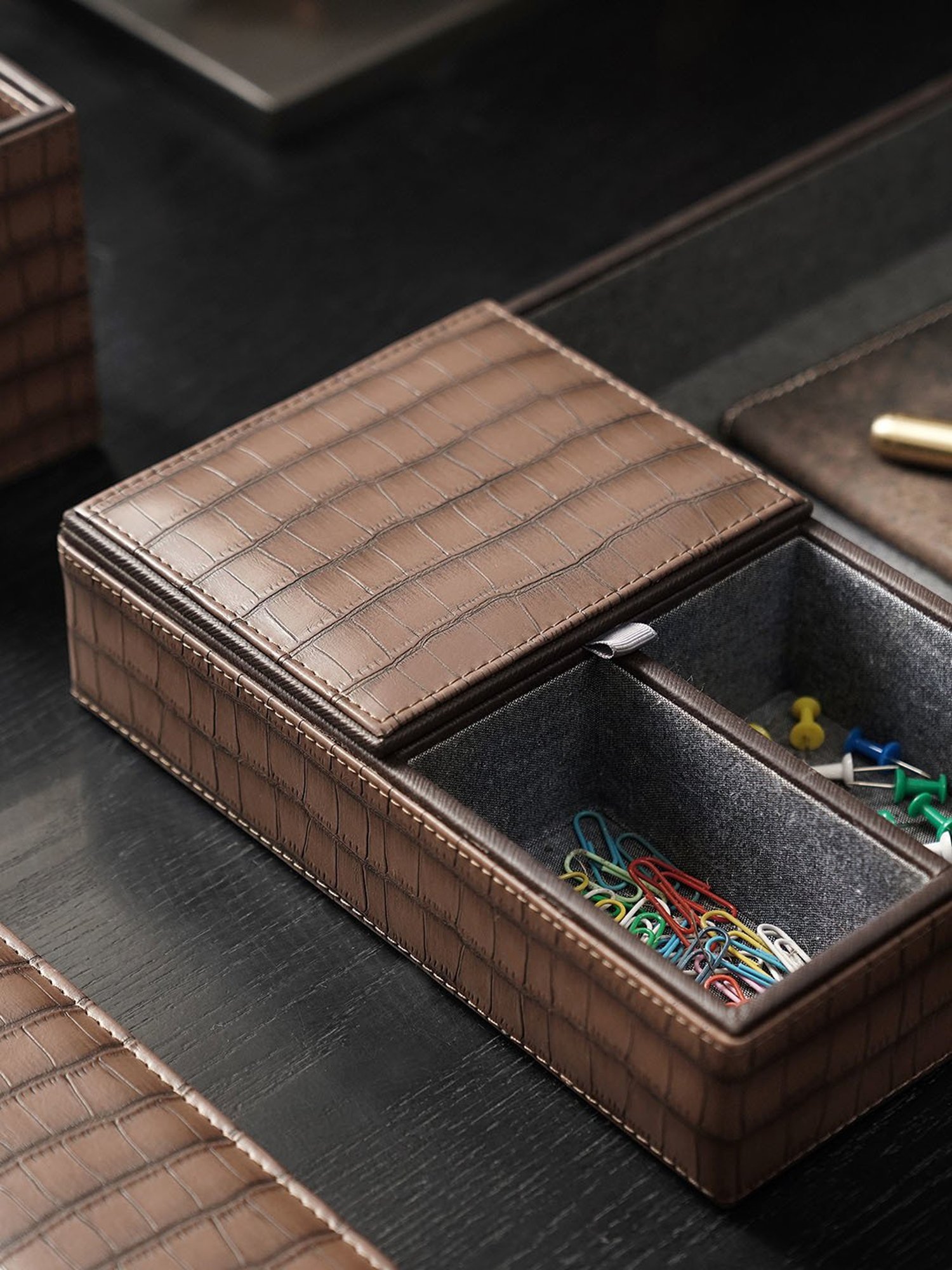 Pure Home and Living Brown Leather Organisers