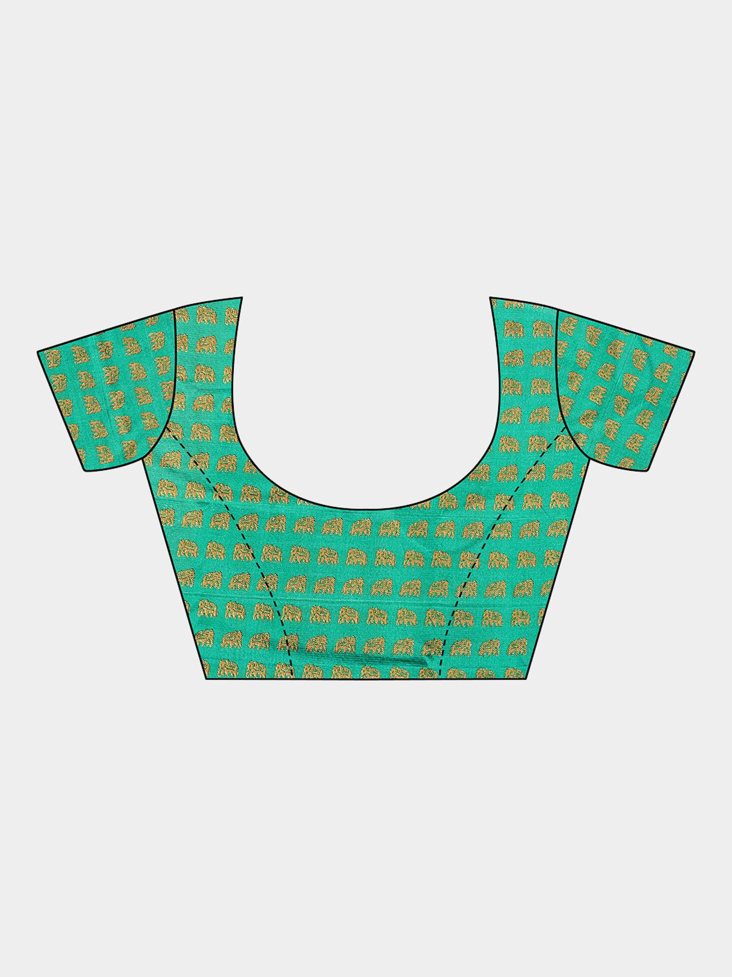 KSUT Green & Beige Check Saree With Blouse