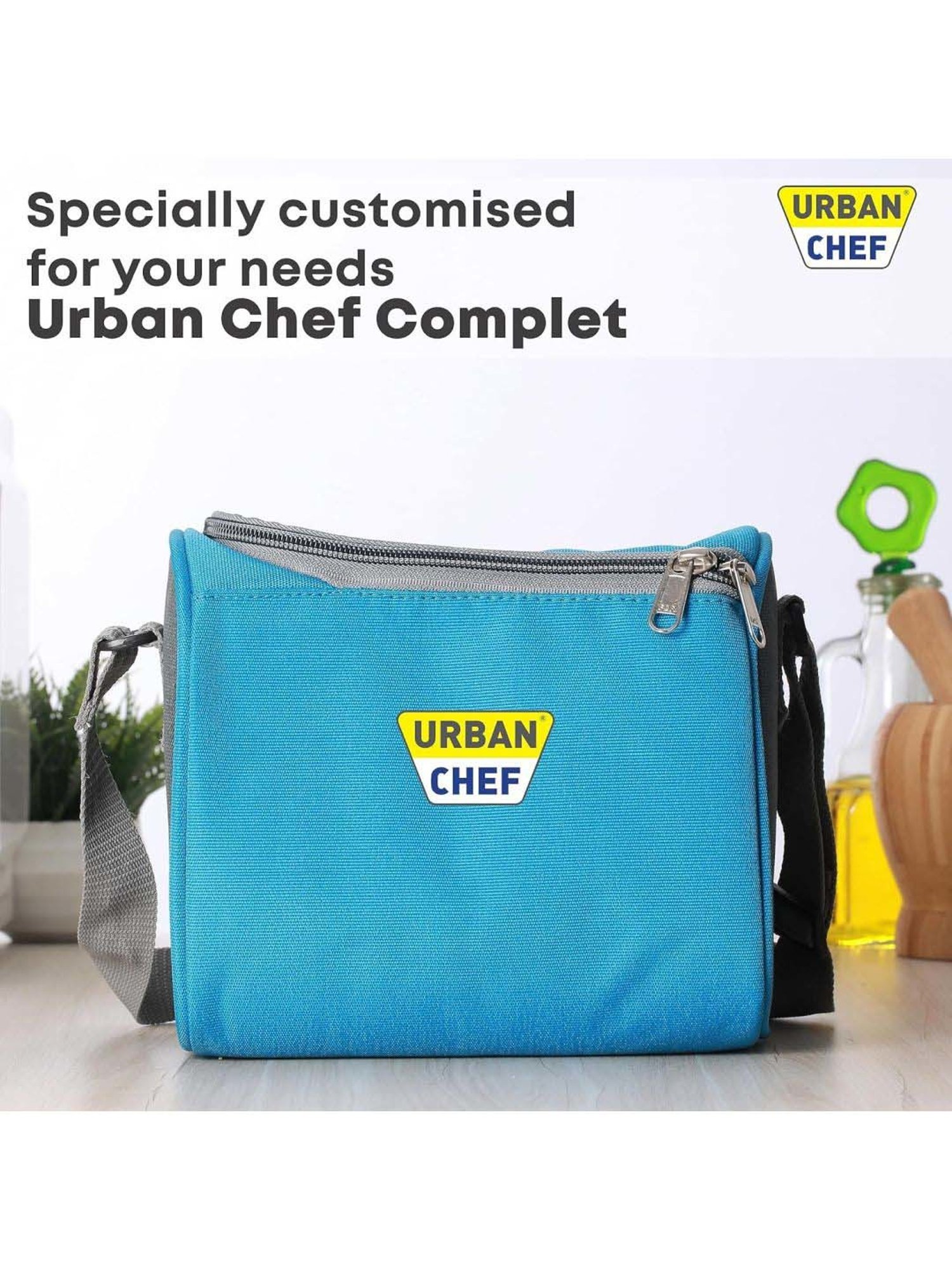 Urban Chef Grey Stainless Steel Complete Full Meal & Easy To Carry Lunch Box - Set of 3