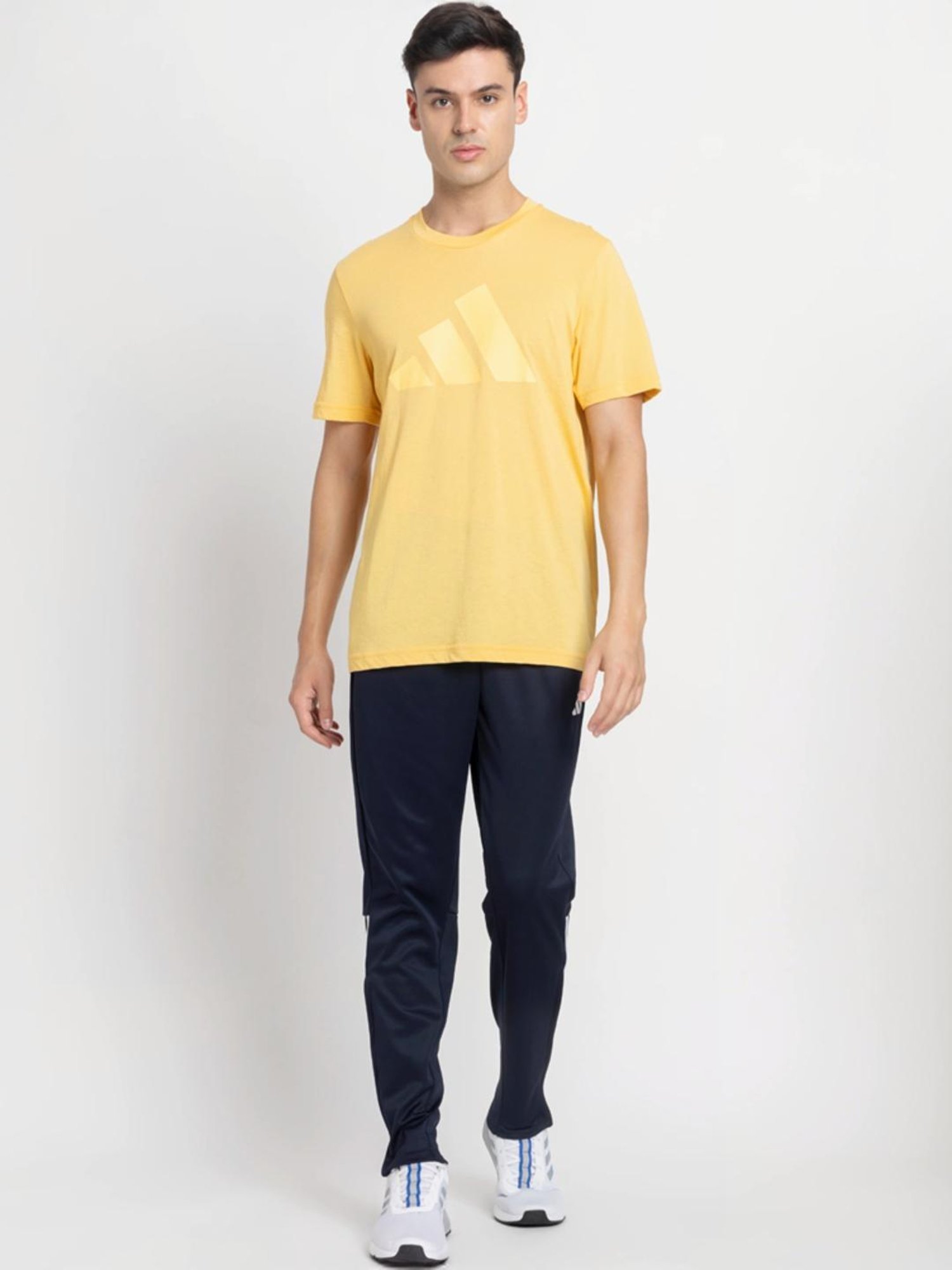 Adidas Orange Regular Fit Logo Printed T-Shirt