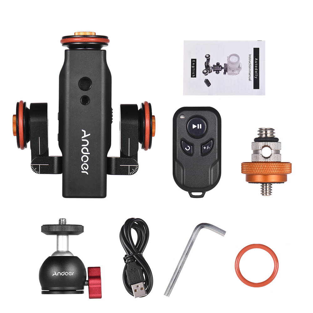 Andoer L4 PRO Motorized Camera Video Dolly with Scale Indication Electric Track Slider Wireless Remote Control 3 Speed Adjustable Mini Slider Skater for DSLR Camera Smartphone + Mini Flexible Ballhead