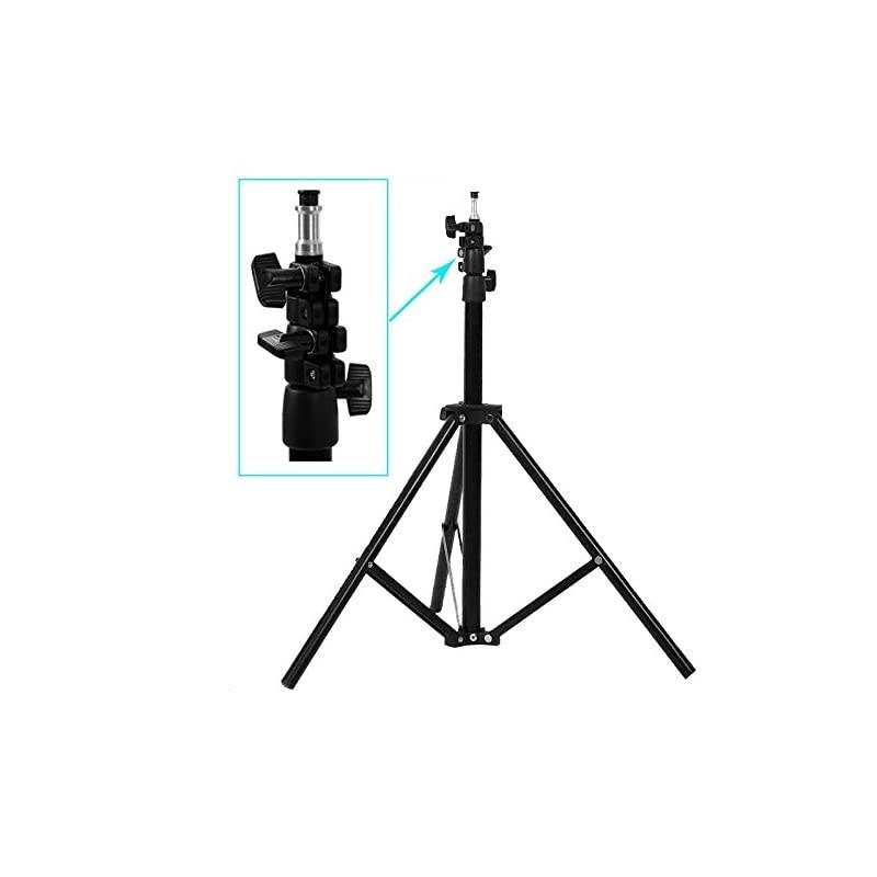 Foldable Flash Diffuser Softbox Kit 24 inches x24 inches60x60cm with Opening Window and Power Cable Including Flash Stand and 4 x LED Bulb