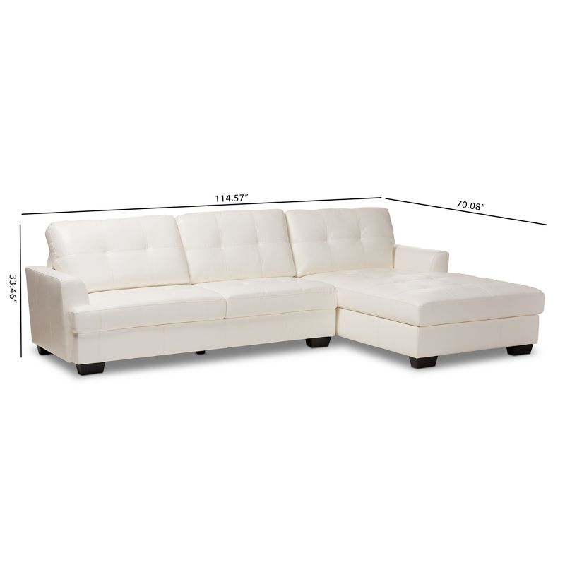 Adalynn Faux Leather Upholstered Sectional Sofa White - Baxton Studio
