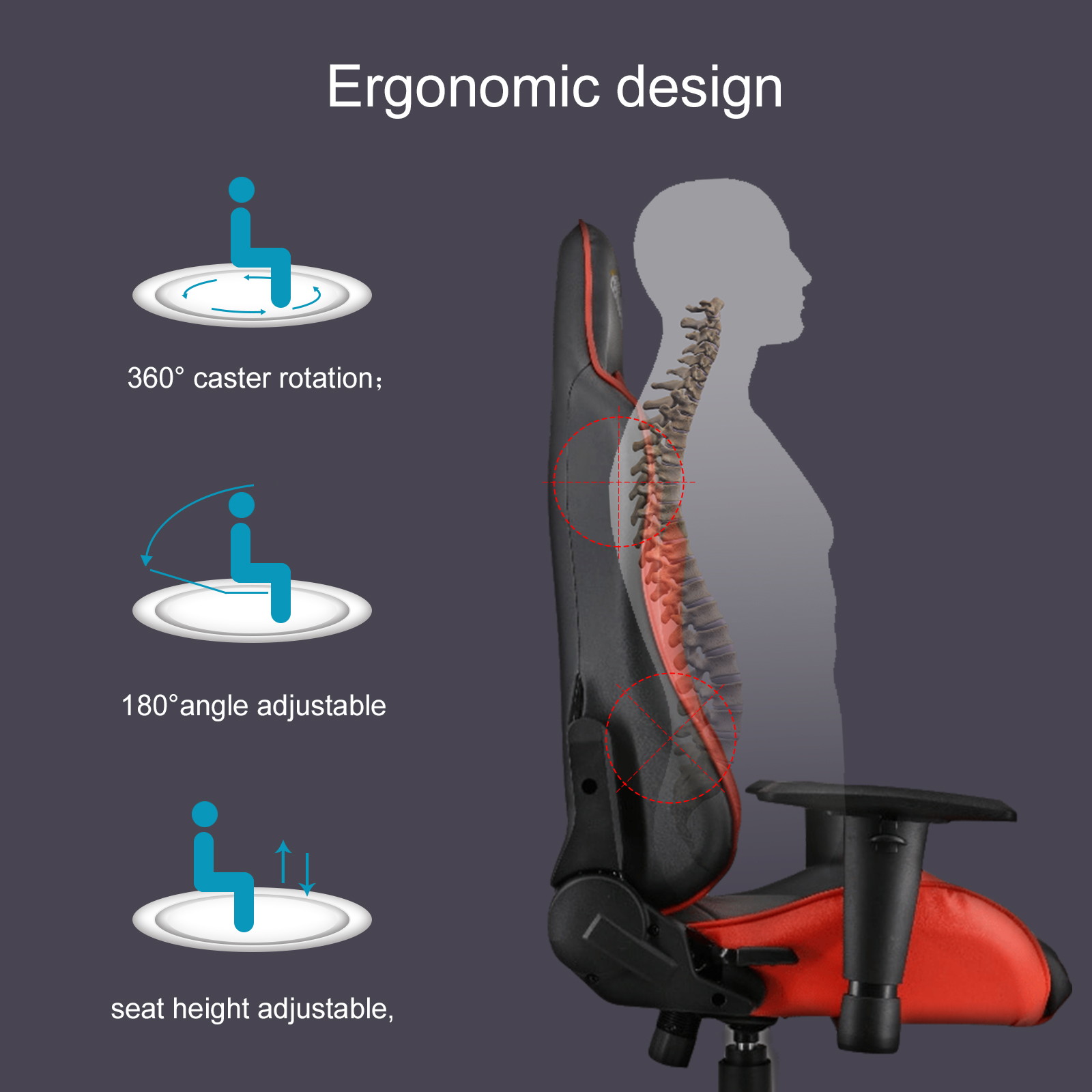 Goaic Gaming Chair Office Desk Chair Ergonomic High Back PC Desk Chair Adjustable 3D Armrests Gamer Chair, Computer Gaming Recliner Chair with Headrest and Lumbar Pillow Support (Black/Bule)
