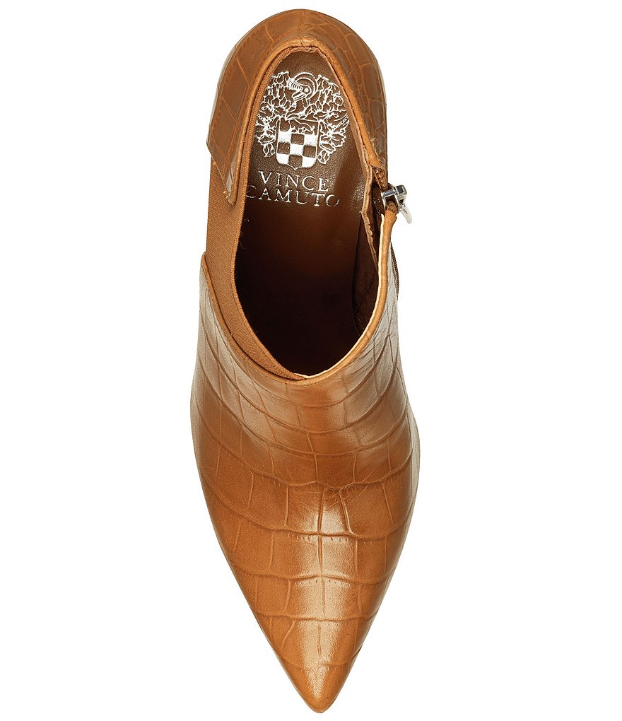 Vince Camuto Sindarah Pointed Toe Ankle Croco Embossed Leather Booties