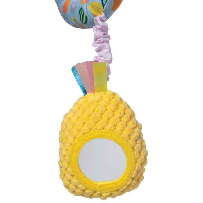 Manhattan Toy Lemur Baby Travel Spiral with Baby-safe Mirror, Elastic Pull Cord, Textured Teether and Ring Rattle