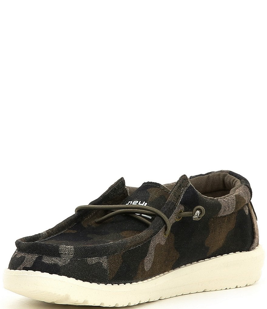 Hey Dude Boys' Wally Camo Linen Washable Slip-Ons (Youth)