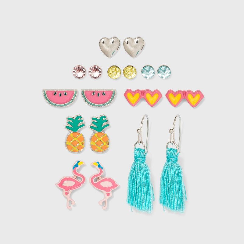 Girls' 9pk Summer Fruit Earring Set - Cat & Jack™